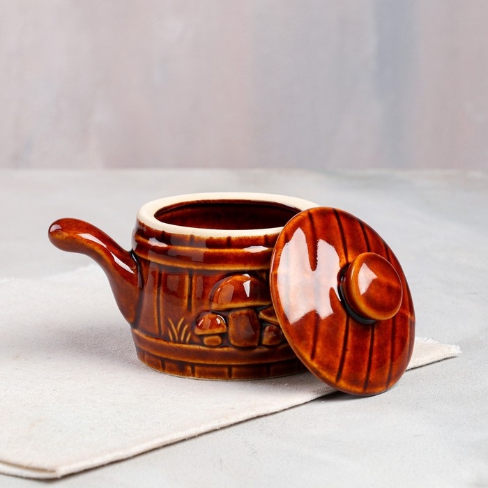 Кокотница с крышкой  Кокотница с крышкой "Бочка", керамика, 0.2 л