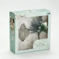 Новогодний набор елочная игрушка стеклянная с декоративной веткой