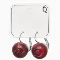 Серьги пластик "Шар №16" с разводами и блёстками, цвет бордовый в серебре