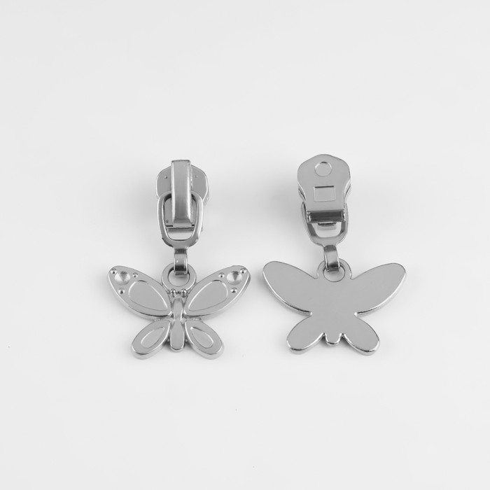 Бегунок автоматический для металлической молнии, №3, декоративный «Бабочка», 10 шт, цвет никель Бегунок автоматический для металлической молнии, №3, декоративный «Бабочка», 10 шт, цвет никель