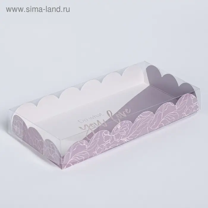 Коробка для печенья, кондитерская упаковка с PVC крышкой, Do what you love, 21 х 10.5 х 3 см Коробка для печенья, кондитерская упаковка с PVC крышкой, Do what you love, 21 х 10.5 х 3 см