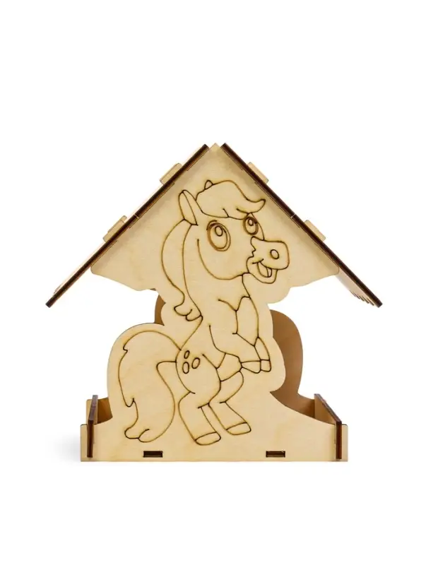 Кормушка для птиц дерево 18 x 16 x 15 см, Разобранная. "Лошадь"  Символ Года