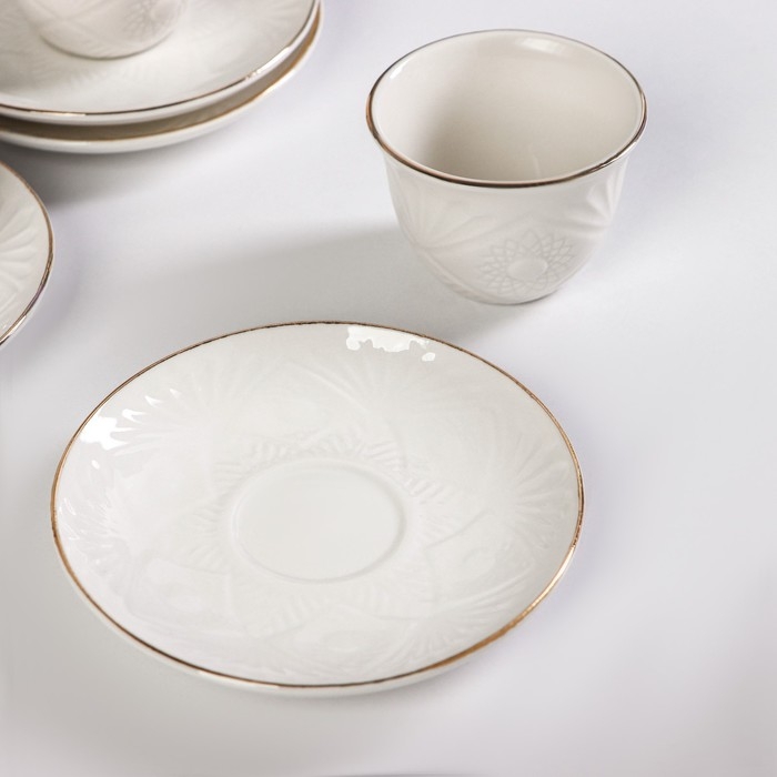 Набор керамический кофейный Coffee, 8 предметов: 4 чашки 70 мл, 4 блюдца, цвет белый Набор керамический кофейный Coffee, 8 предметов: 4 чашки 70 мл, 4 блюдца, цвет белый