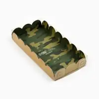 Коробка для кондитерских изделий с пластиковой крышкой &laquo;23 Февраля&raquo;, 10.5&times;21&times;3 см