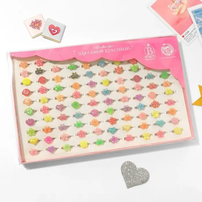 Кольцо «Выбражулька» блёстка, МИКС, безразмерное, форма МИКС Кольцо «Выбражулька» блёстка, МИКС, безразмерное, форма МИКС