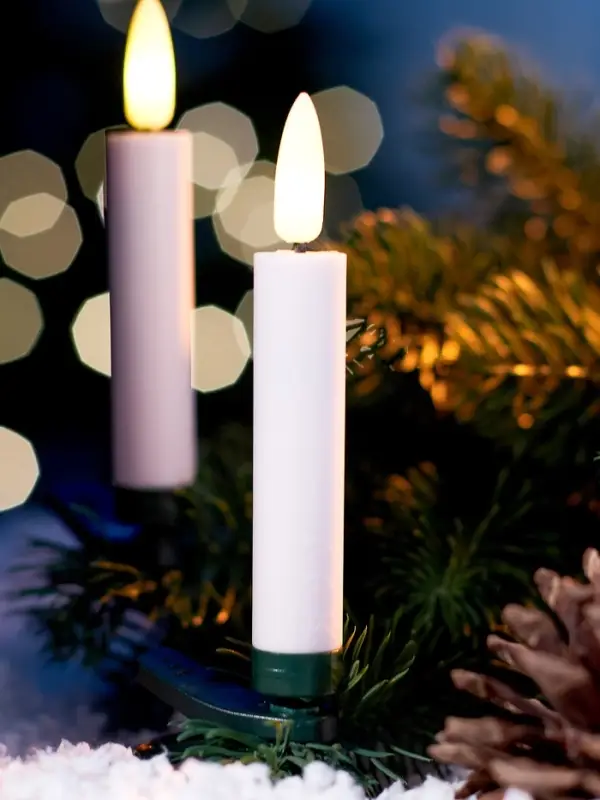 Светодиодные &laquo;Свечи на прищепках&raquo; 10 см, набор 10 шт., 10 LED, от батареек АААх10, пульт, свечение тёплое белое