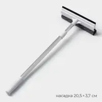 Швабра для окон с телескопической ручкой 47&ndash;80.5 см, поролоновая насадка со сгоном, 2 насадки из микрофибры с держателем 11.5&times;6.5 см