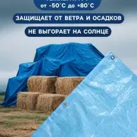 Тент защитный, 4&times;8 м, плотность 75 г/м&sup2;, УФ, люверсы шаг 1 м, голубой