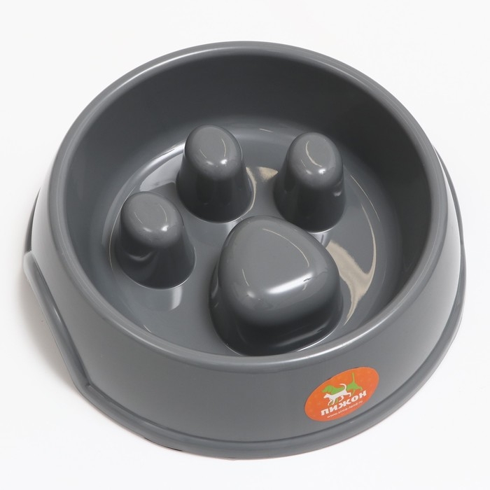 Миска для медленного кормления Миска для медленного кормления "Лапа", 22,5 х 23 х 6,5см, серая