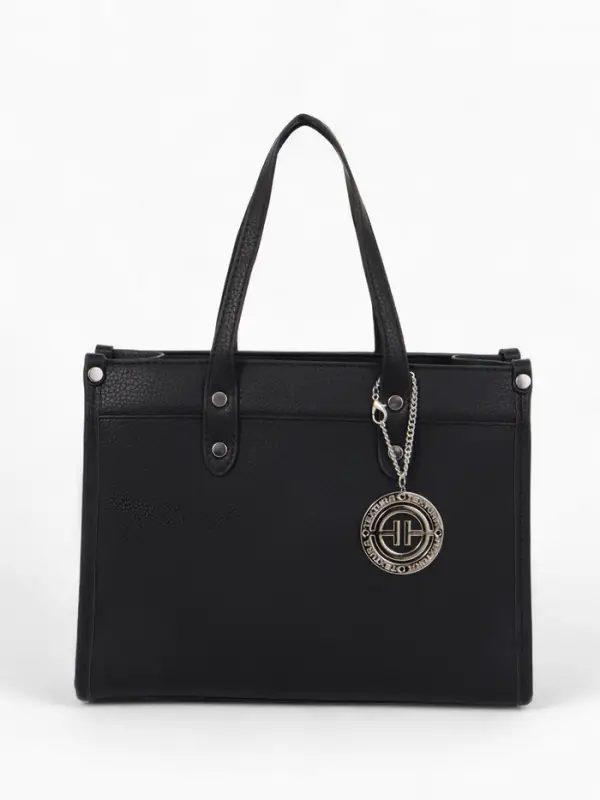 Сумка женская тоут TEXTURA на молнии, с кошельком, 30&times;10&times;24 см, чёрный