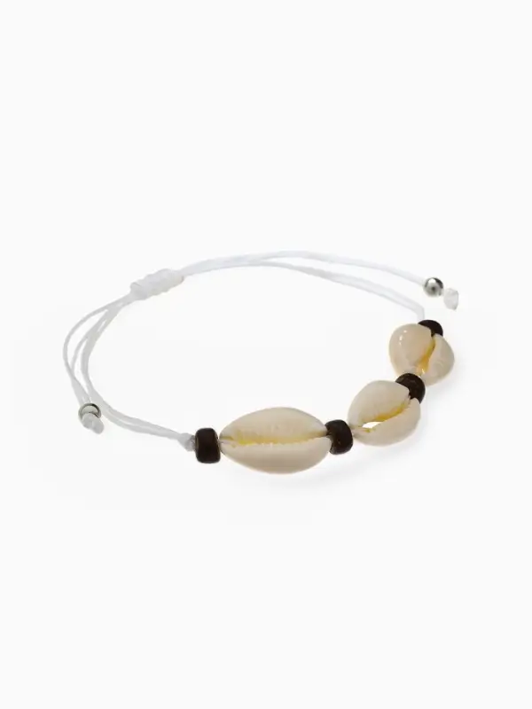 Браслет на нити &laquo;Ракушка. Кокос&raquo;, d=7 см, белый в серебре