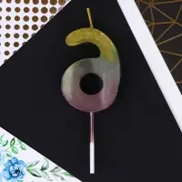 Свеча для торта, цифра &laquo;6&raquo;, 10 х 3,5 см.