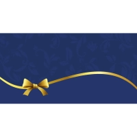 Конверт открытка  Синяя с золотым бантом, 10 шт/уп, КД-250