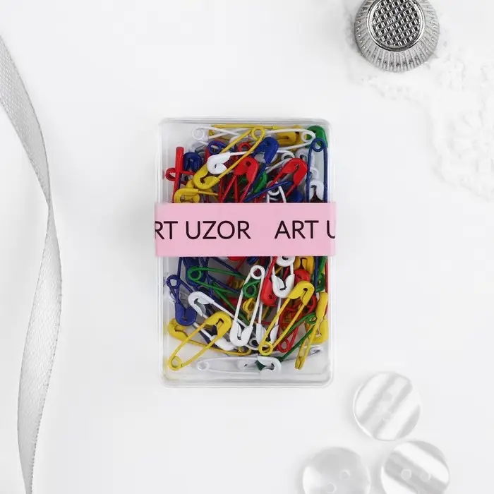 Булавки английские, 19 мм, 80 шт., разноцветные