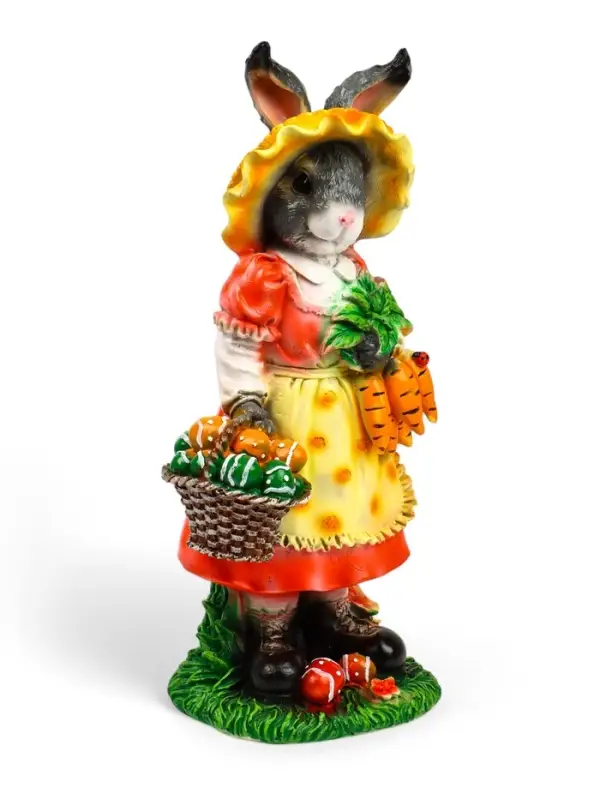 Садовая фигура из полистоуна &laquo;Зайчиха с корзинкой&raquo;, 50&times;19&times;22 см