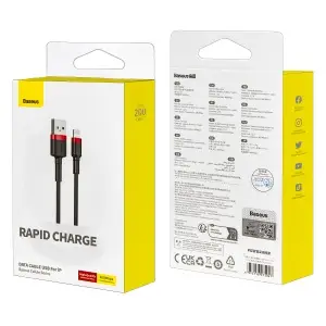 Кабель USB на Lightning 2m 1.5A Cafure Cable Baseus черный с красным CALKLF-C19