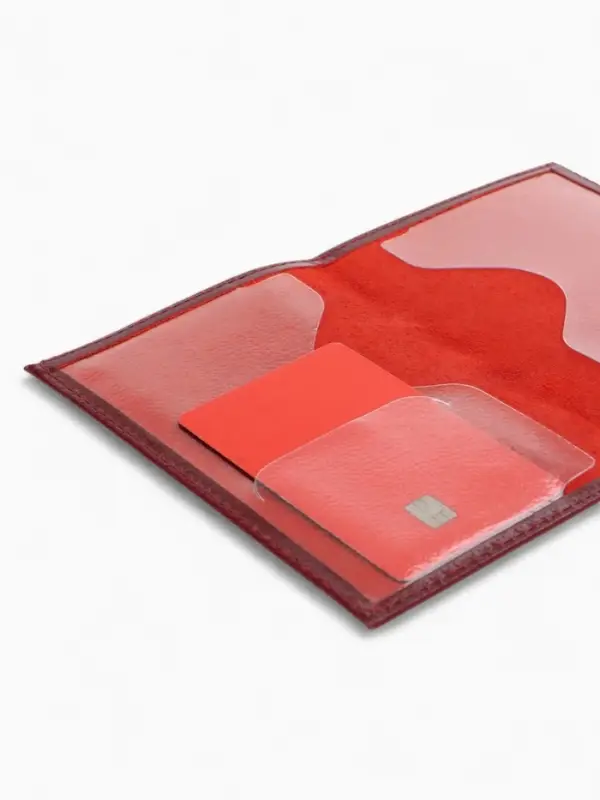 Обложка для паспорта, с гербом, тиснение фольгой, гладкая, бордовая