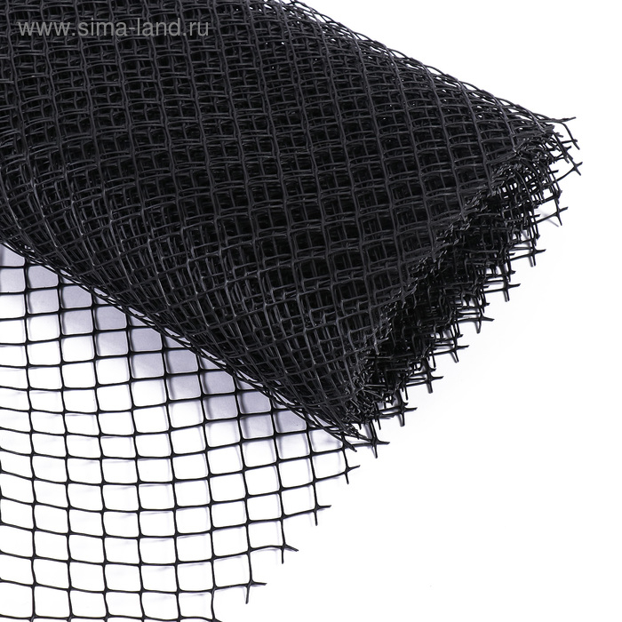 Сетка садовая, 1 × 10 м ячейка ромб 15 × 15 мм, пластиковая, чёрная, Greengo