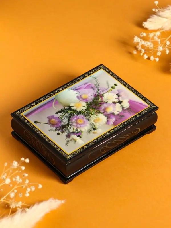 Шкатулка «Цветы в кувшине», 10×14 см, лаковая миниатюра