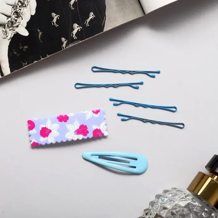 Невидимка для волос  Невидимка для волос "Марлен" (набор 10 шт) 5 см, голубой