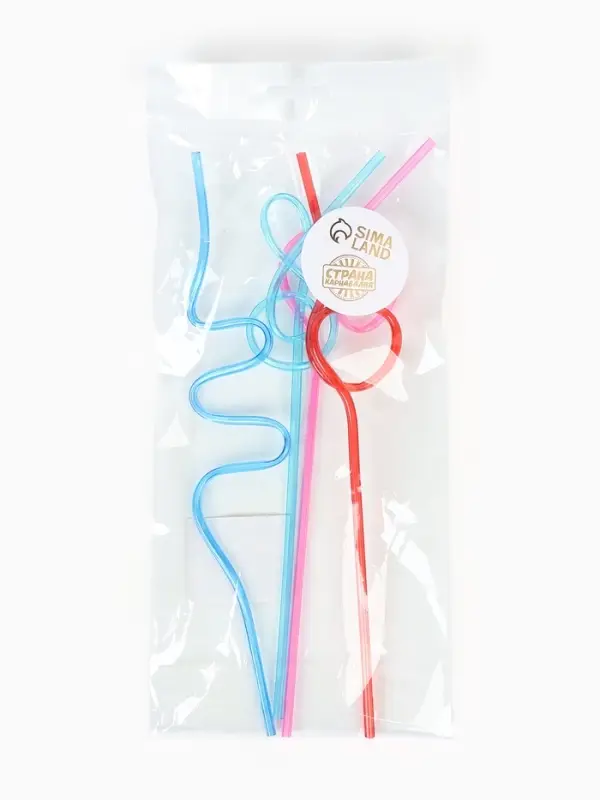 Трубочки для коктейля &laquo;Завитушка&raquo;, набор 4 шт., МИКС