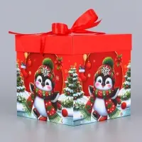 Коробка Самосборная "Новогодние зверята" 15х15х15 см