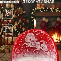 Свеча декоративная &laquo;Барельеф с лошадкой&raquo; 10.5&times;4.5&times;8 см, красный