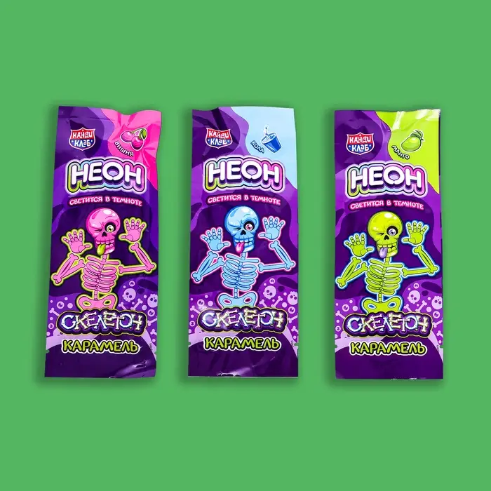 Карамель на неоновой палочке &laquo;Неон Скелетон&raquo;, 10 г