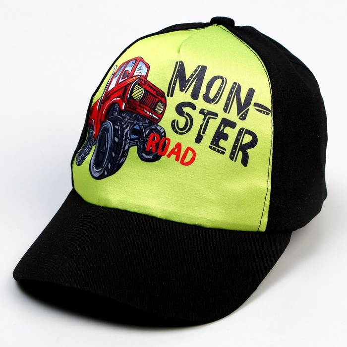 Кепка детская для мальчика Monster road, цвет чёрный, р-р. 52-54 Кепка детская для мальчика Monster road, цвет чёрный, р-р. 52-54
