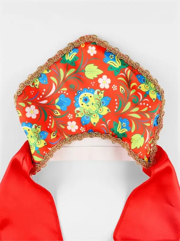 Карнавальный кокошник  Карнавальный кокошник "Народные узоры" цвет красный