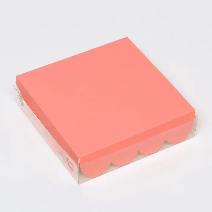 Коробка для печенья, розовая, 12&times;12&times;3 см
