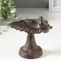 Сувенир чугун подставка, кормушка для птиц "Птичка на листе" 12х10х13 см