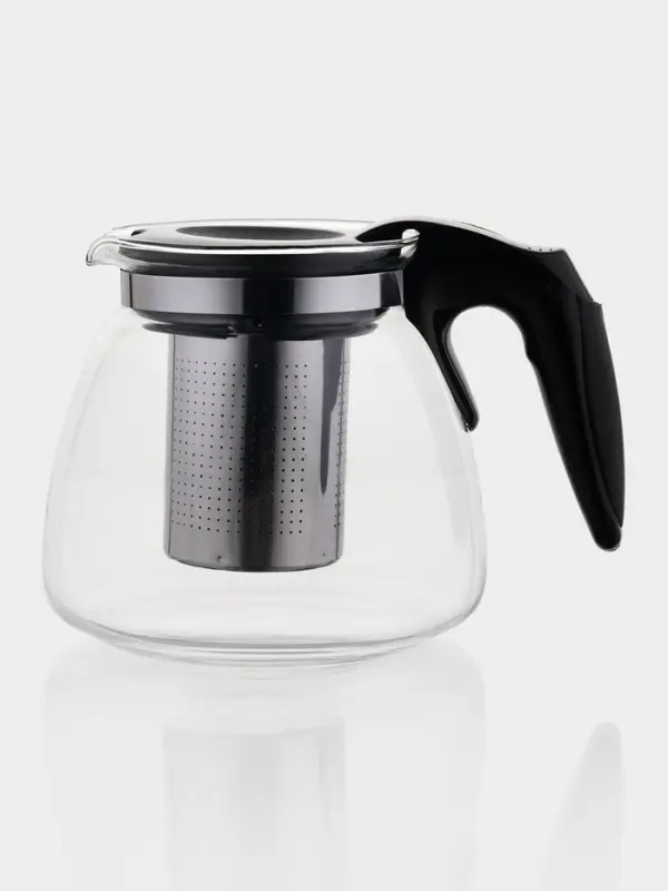 Чайник стеклянный заварочный &laquo;Джулиан&raquo;, 900 мл, с металлическим ситом, цвет чёрный