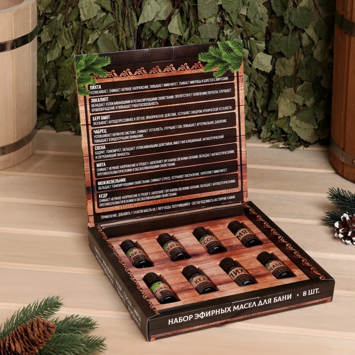 Набор 8 эфирных масел Набор 8 эфирных масел "Хозяин бани", 10 мл