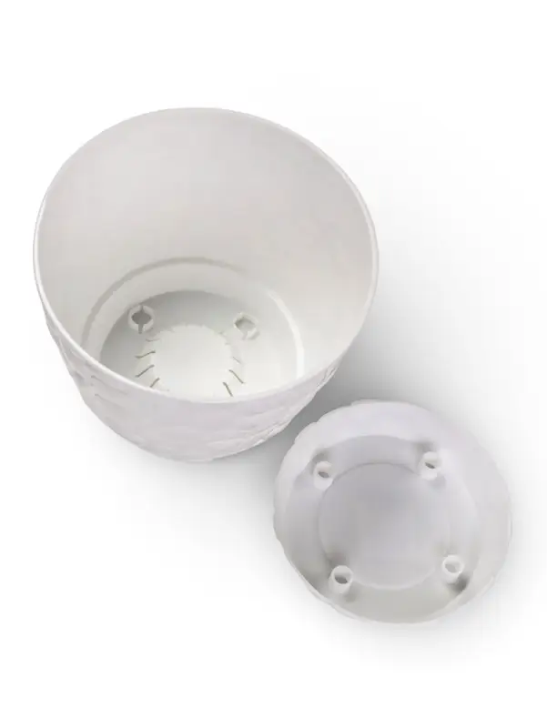 Горшок для цветов с поддоном &laquo;Камни&raquo;, 8 л, пластиковый, белый