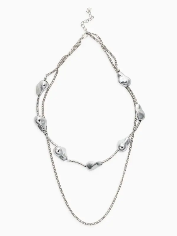 Колье цепочка &laquo;барокко&raquo;, 2 яруса, цвет серебро