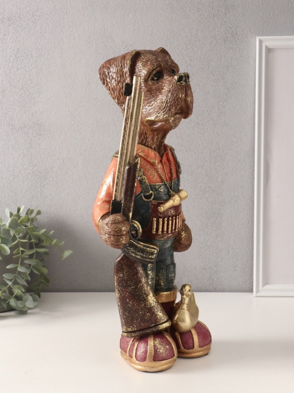 Сувенир полистоун "Пёс-охотник" 13,5х17х45 см