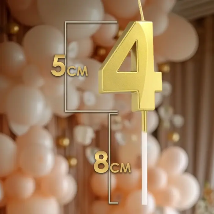 Свеча в торт на шпажке «Цифра 4», золотая, 5 см Свеча в торт на шпажке «Цифра 4», золотая, 5 см