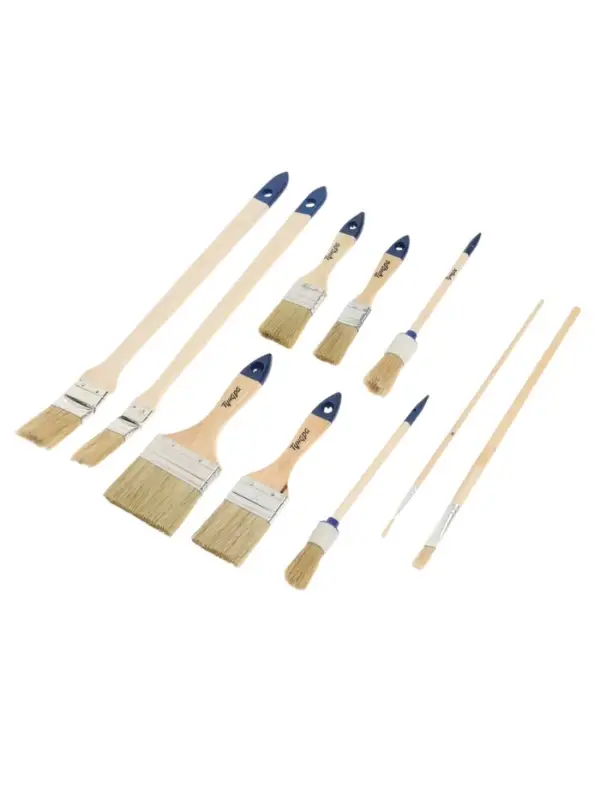 Набор кистей ТУНДРА, плоские, круглые, радиаторные, для масляной краски, 10 шт.