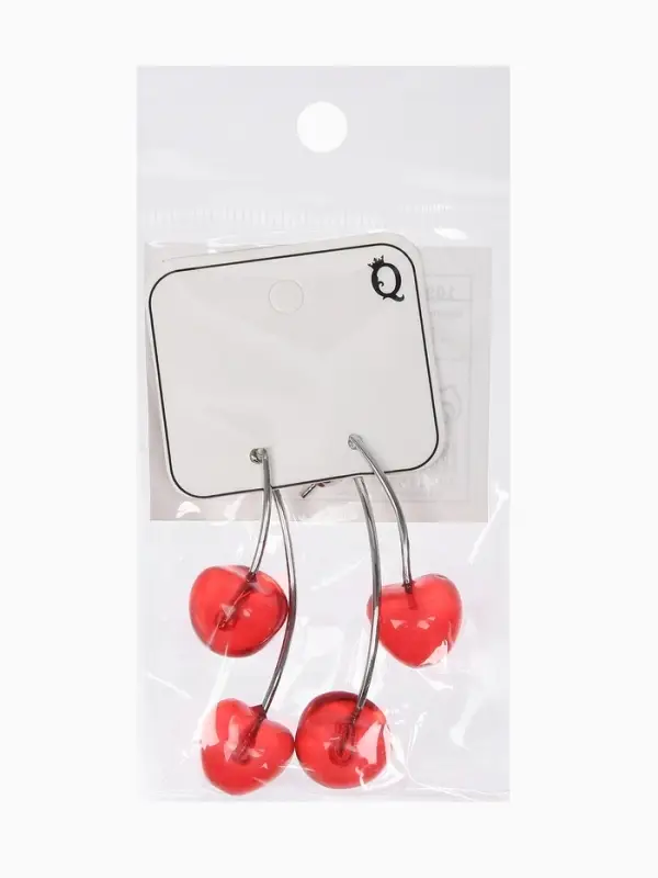 Серьги двойные &laquo;Черешня&raquo;, красные в серебре