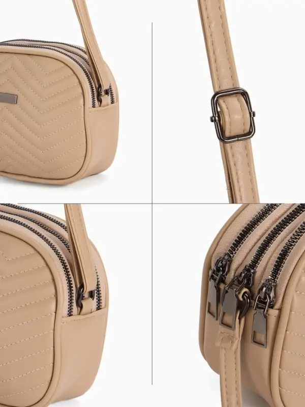 Сумка женская кросс-боди на молнии, 19&times;7&times;15 см, бежевая