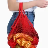 Сумка-авоська плетёная, клетка 1.5 см, красная