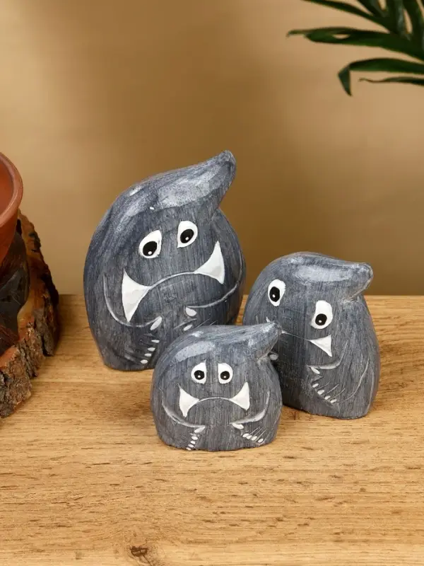 Набор сувенирный  Набор сувенирный "Привидения" дерево H 12, 9, 7 см, цв. серый