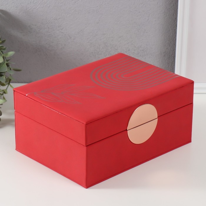 Шкатулка кожзам для украшений  Шкатулка кожзам для украшений "Веточка. Радуга" красная 18х24,5х11 см