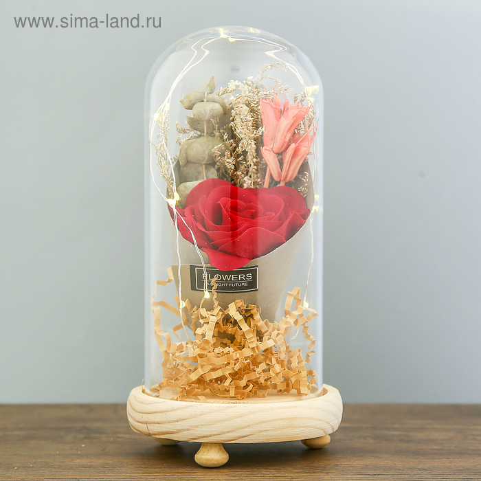 Ночник Ночник "Колба с розой в букете" LED 3ААА МИКС 19х9,5х9,5 см RISALUX