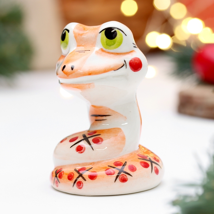 Новый год. Сувенир символ года  Новый год. Сувенир символ года "Змей Улыбка красный", 7 см, фарфор