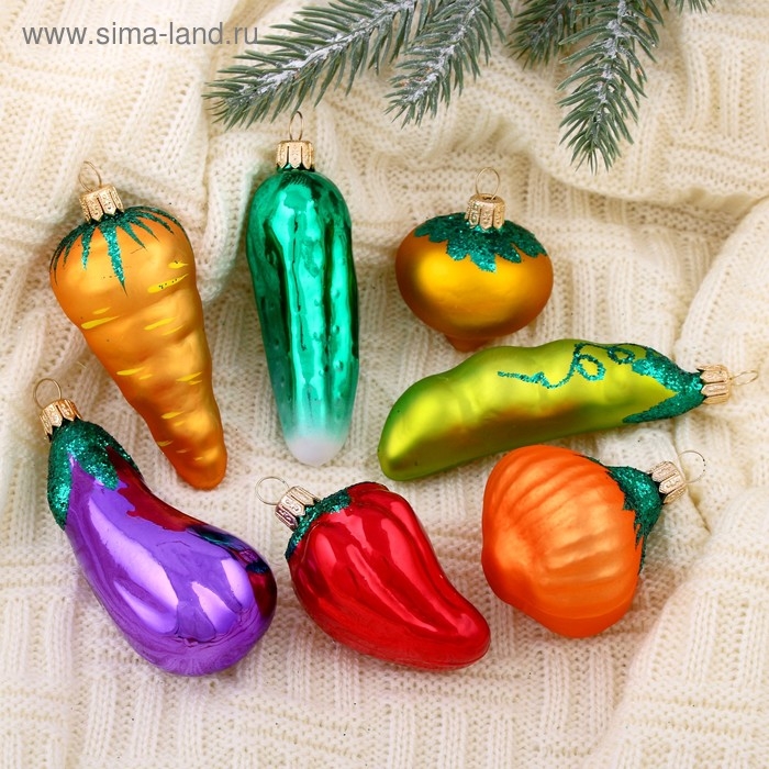 Набор ёлочных игрушек Набор ёлочных игрушек "Овощи" (набор 7 шт)