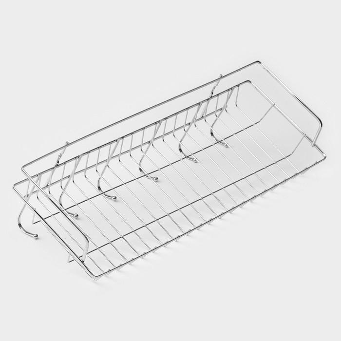 Полка бытовая с крючками Доляна, 42×12×15 см, цвет хромированный Полка бытовая с крючками Доляна, 42×12×15 см, цвет хромированный