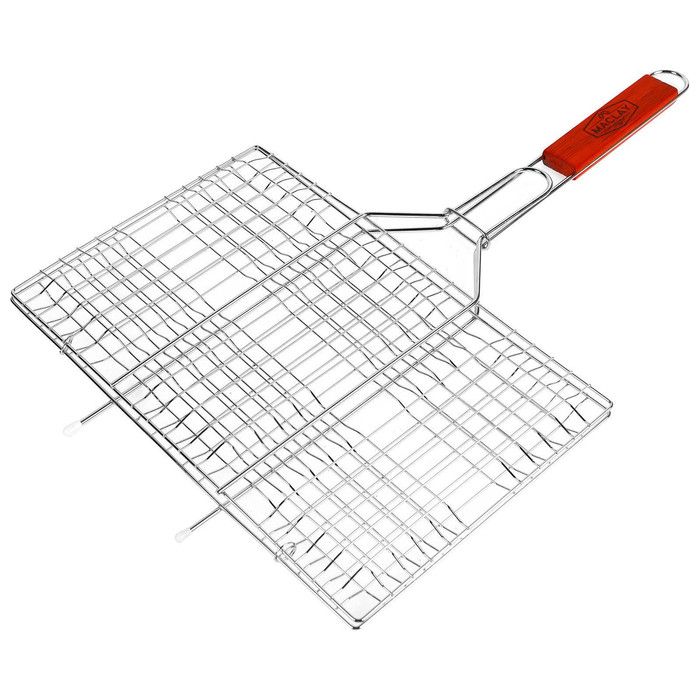 Решётка гриль для мяса maclay, 22x34 см, хромированная сталь, для мангала