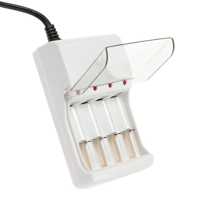 Зарядное устройство для четырех аккумуляторов АА или ААА CHR-56, 1 м,ток заряда 180 мА,белое Зарядное устройство для четырех аккумуляторов АА или ААА CHR-56, 1 м,ток заряда 180 мА,белое